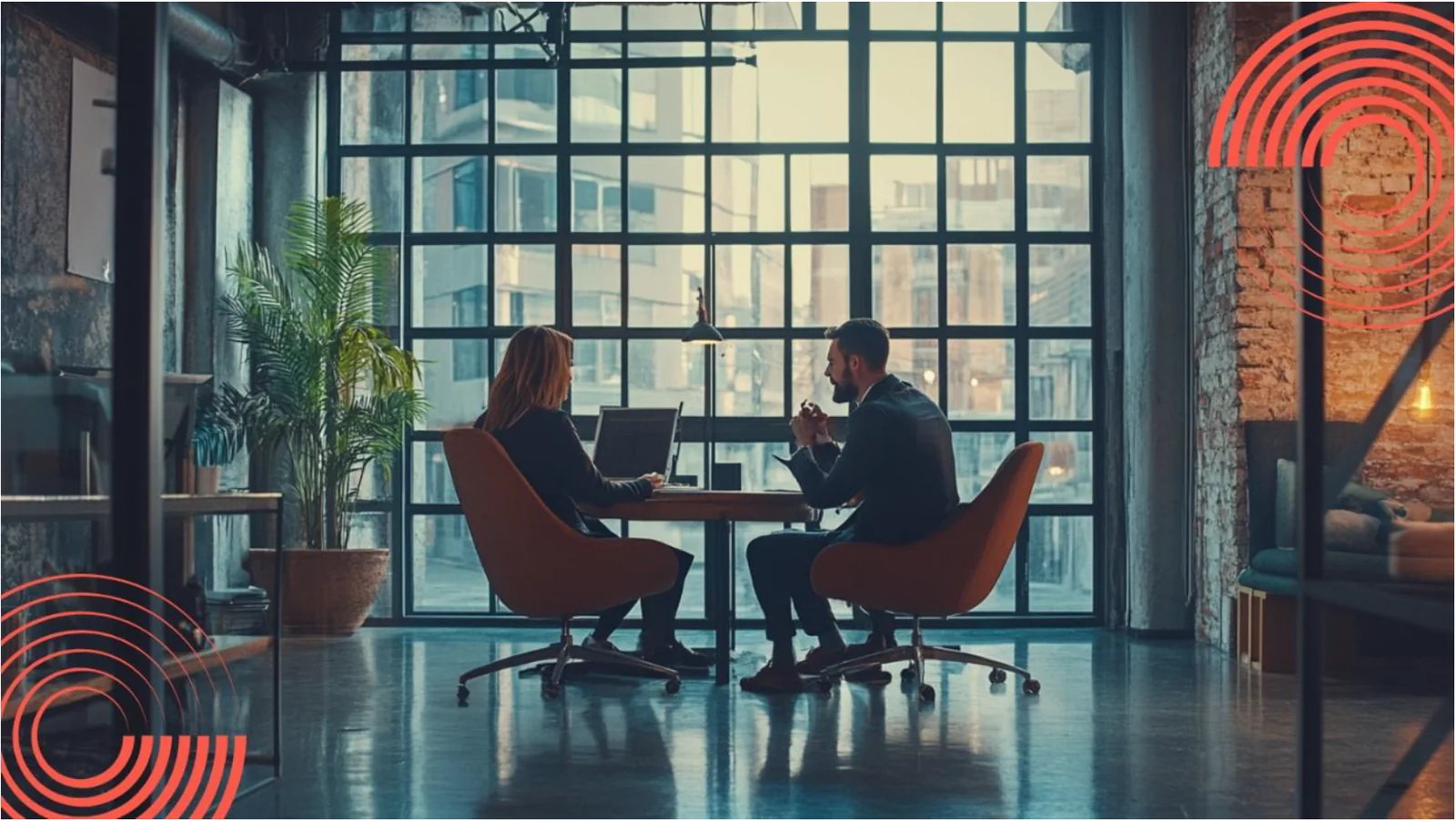 A business conversation in a modern office